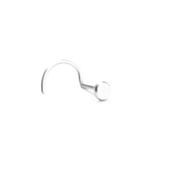 925 Sterling Silver Tiny Flat Dot Nose Ring Stud - Picture 2 of 7